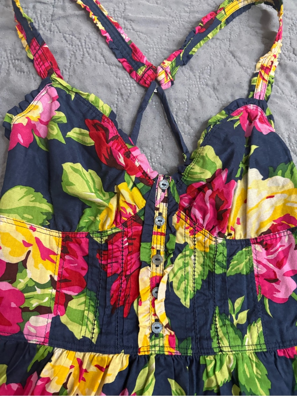 Abercrombie Fitch Vibrant Floral Print Babydoll Preppy Whimsical
Dress S Pocket - Picture 4 of 10